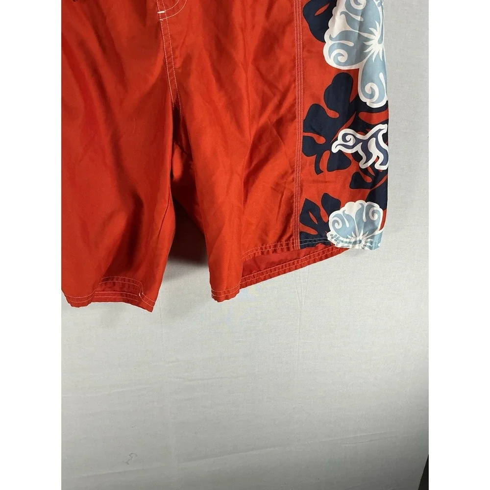 Old Navy Men's Swim Trunks Board Shorts Red Floral Print Size M Drawstring